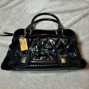 Vintage Coach Rare Poppy Quilted Liquid Gloss Patent Leather Satchel Bag